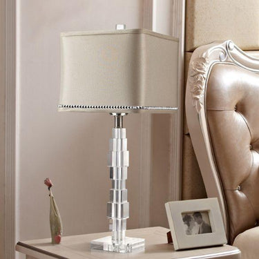 Desk Light Beige Rectangular Night Table Lamp